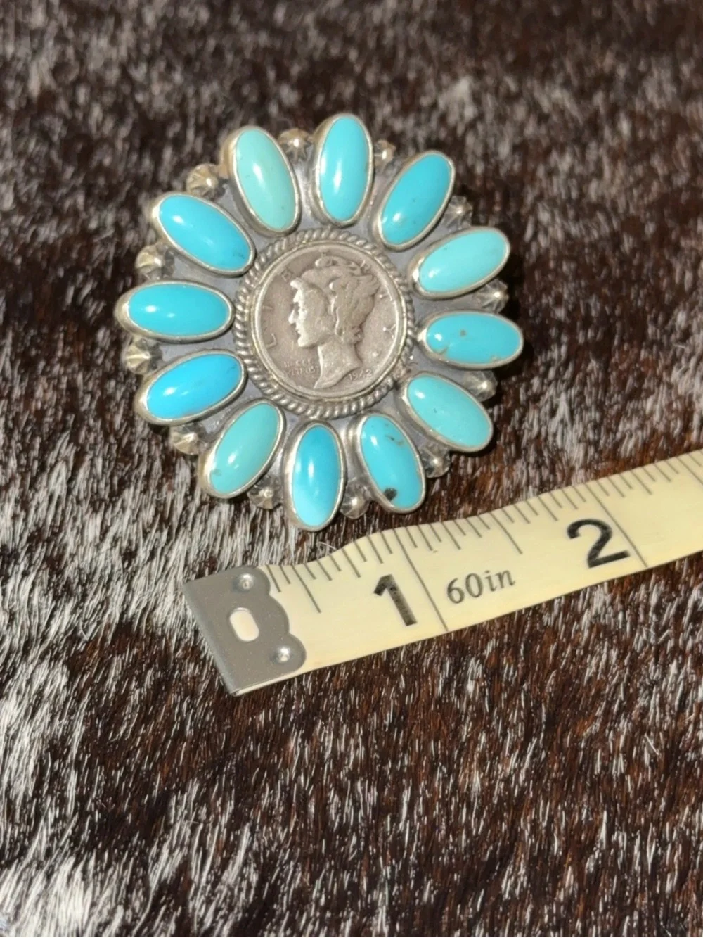 Turquoise & Sterling Multi Stone Ring, 1942 Dime